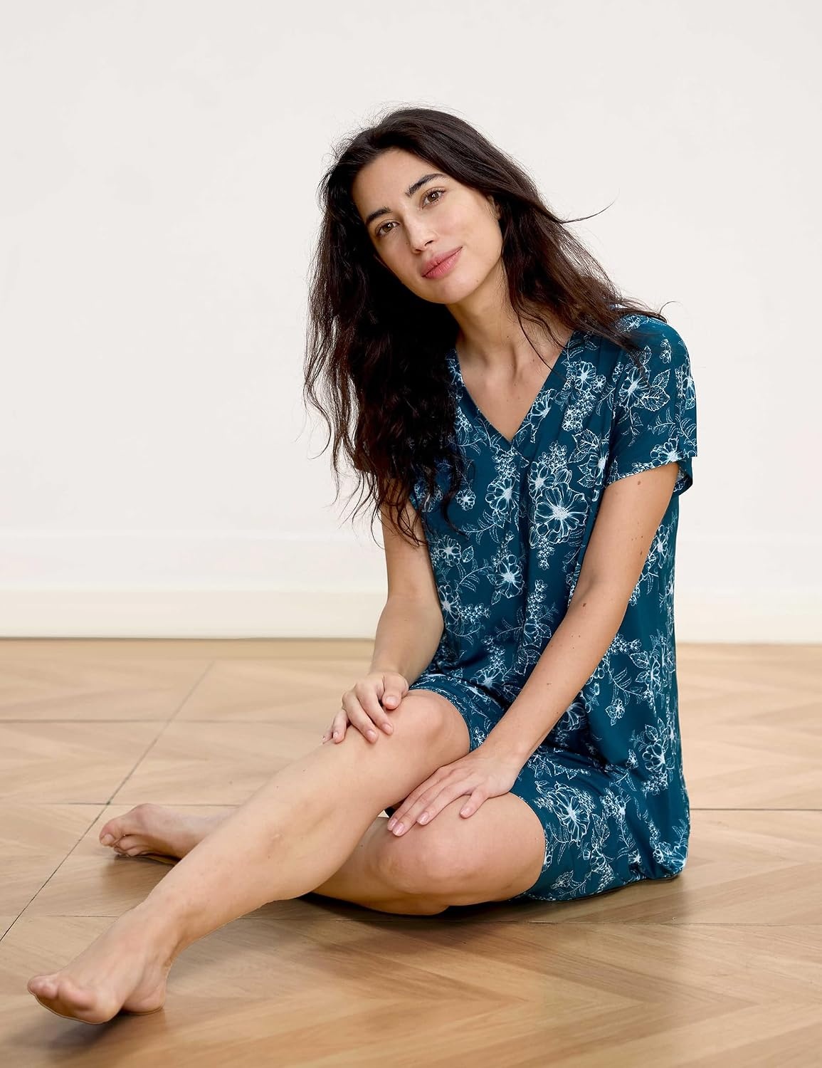 image:imageGYS Womens Bamboo Viscose Cooling NightgownDrawn Flowers