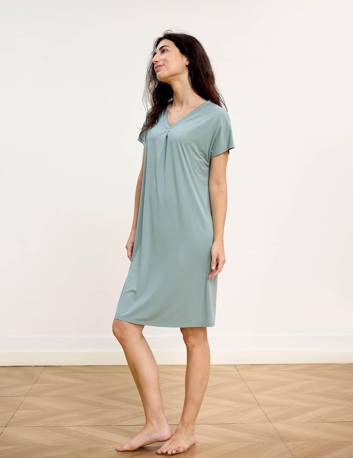 image:imageGYS Womens Bamboo Viscose Cooling NightgownLight Greyish Green