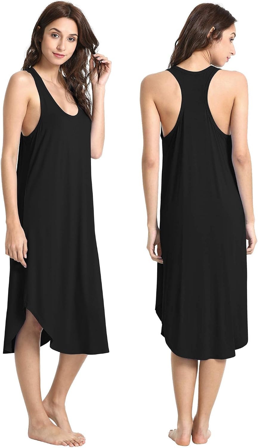 image:imageGYS Womens Bamboo Viscose Cooling Racerback Tank NightgownBlack