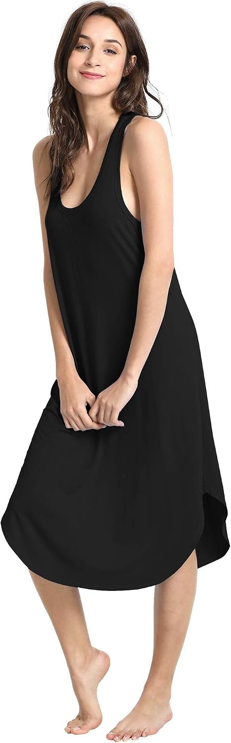 image:imageGYS Womens Bamboo Viscose Cooling Racerback Tank NightgownBlack