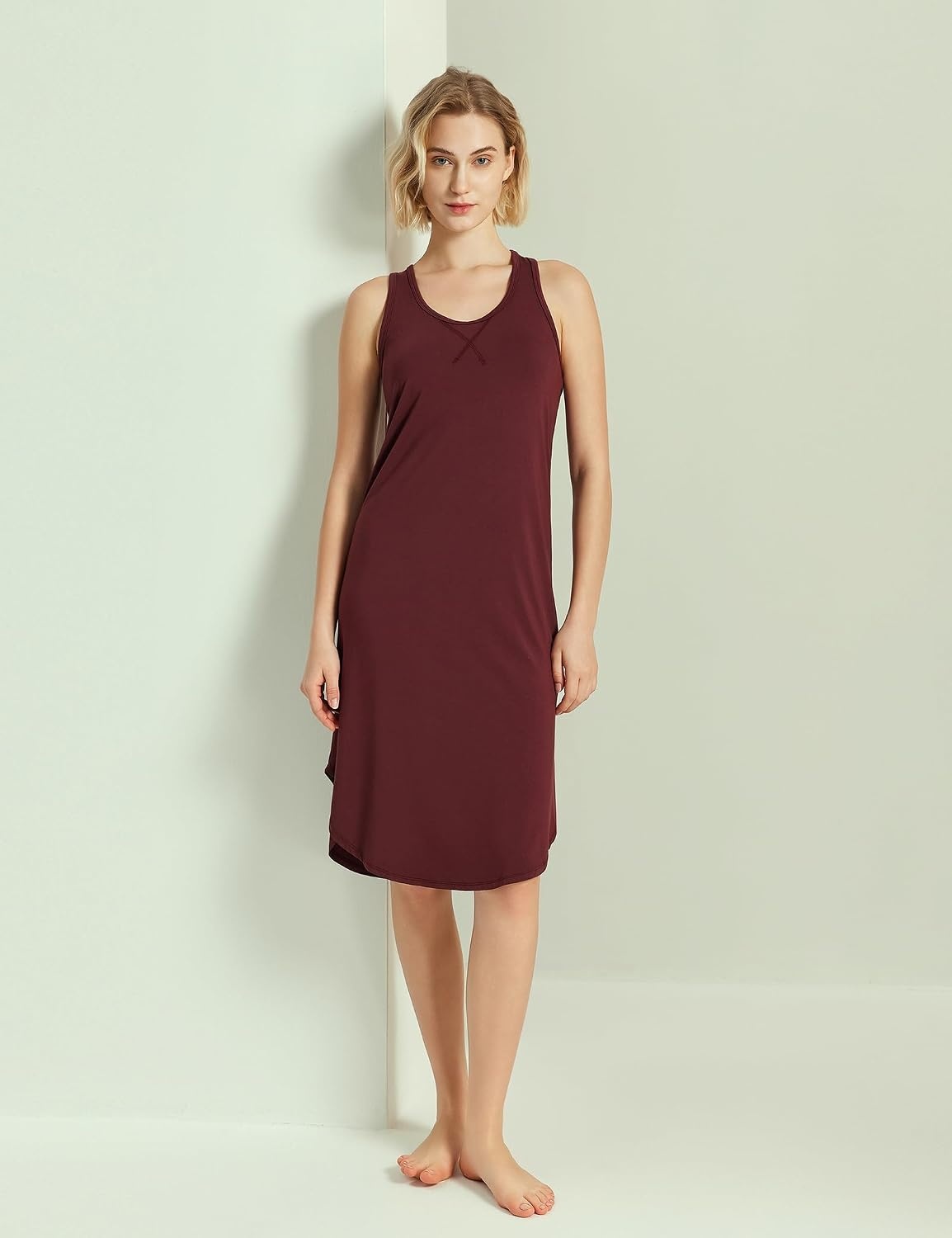 image:imageGYS Womens Bamboo Viscose Cooling Racerback Tank NightgownFicus Red