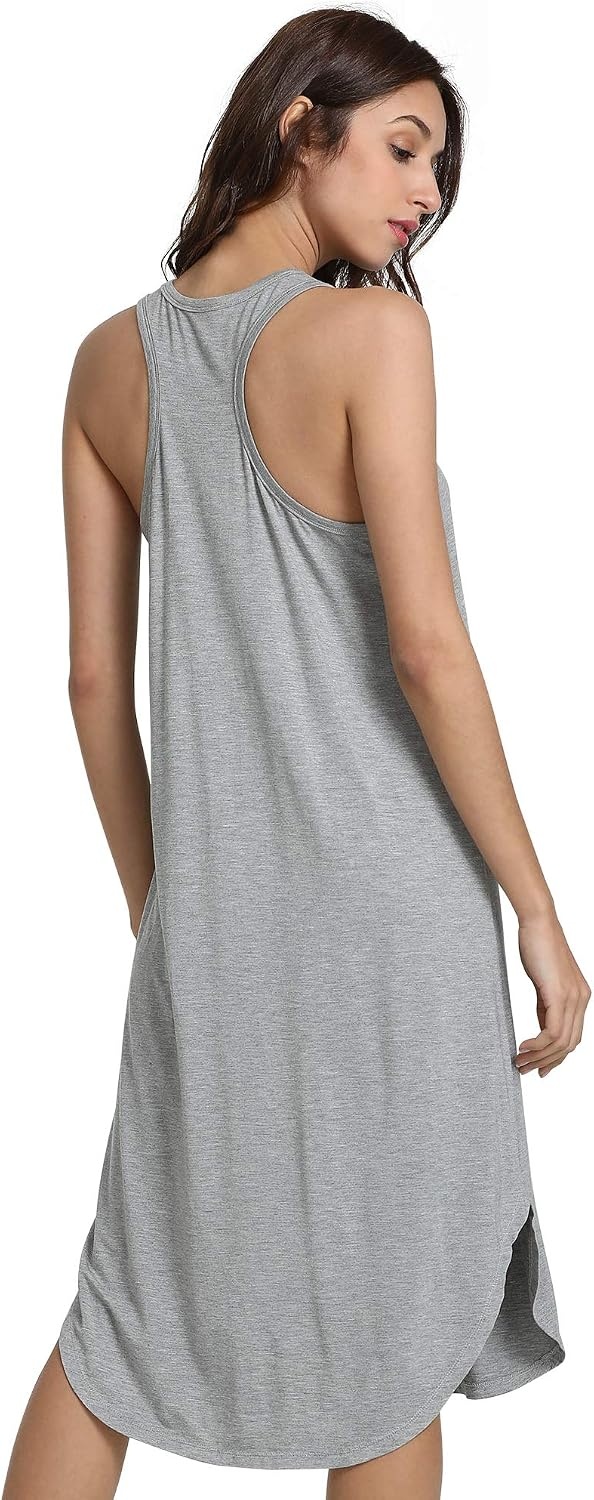 image:imageGYS Womens Bamboo Viscose Cooling Racerback Tank NightgownHeather Grey