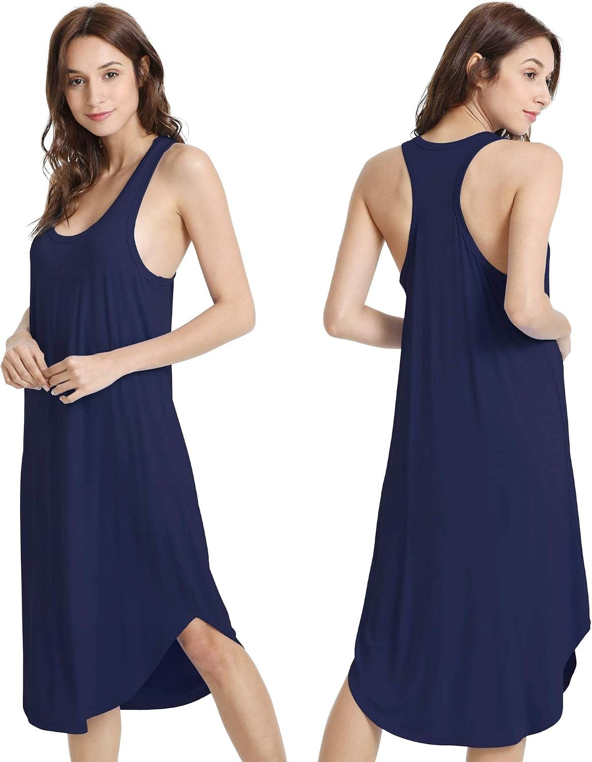 image:imageGYS Womens Bamboo Viscose Cooling Racerback Tank NightgownNavy