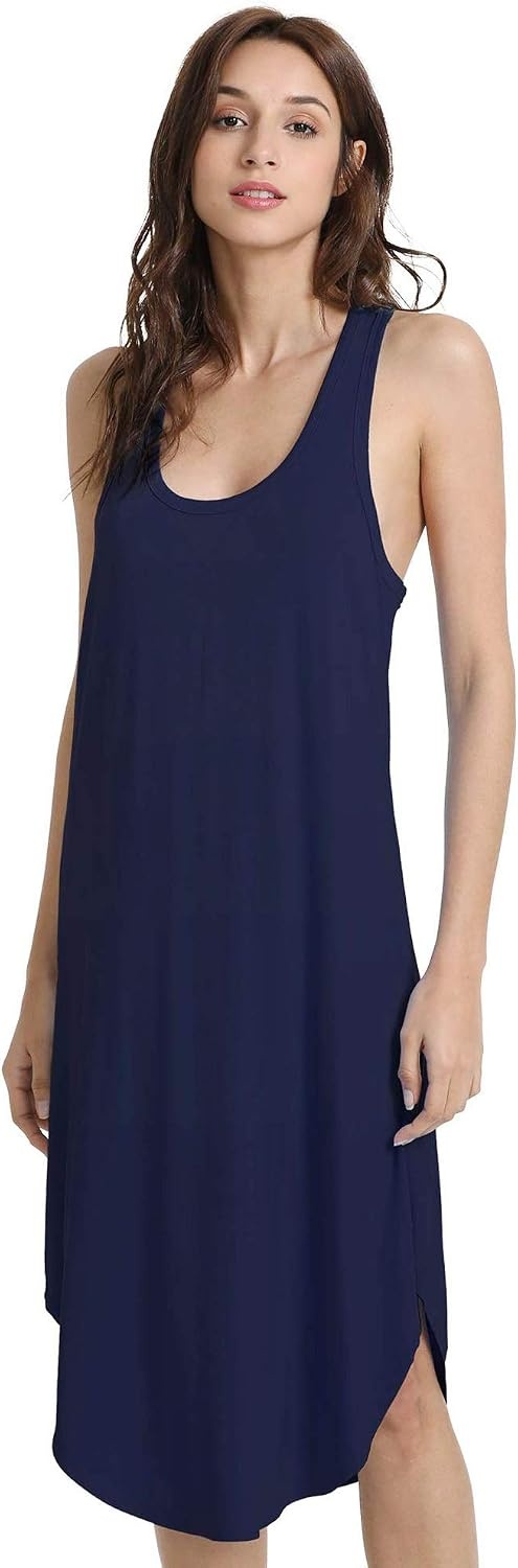 image:imageGYS Womens Bamboo Viscose Cooling Racerback Tank NightgownNavy