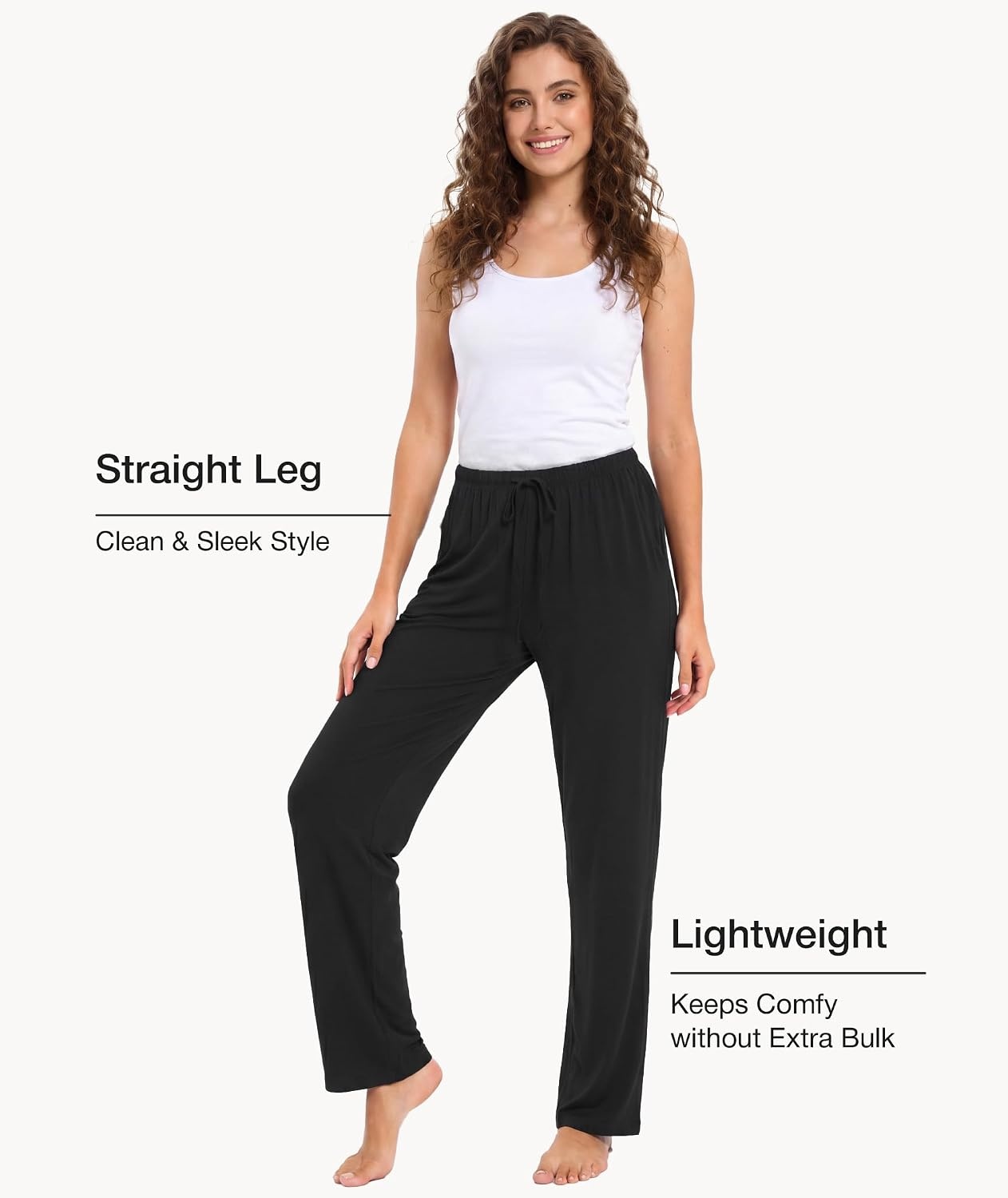 image:imageGYS Womens Bamboo Viscose Pajama Pants Soft Lightweight Lounge BottomsAblack