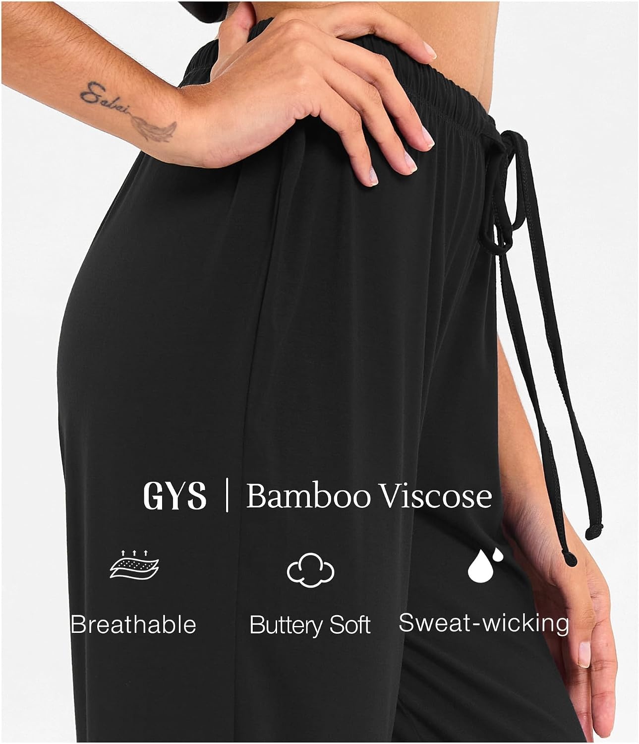 image:imageGYS Womens Bamboo Viscose Pajama Pants Soft Lightweight Lounge BottomsAblack