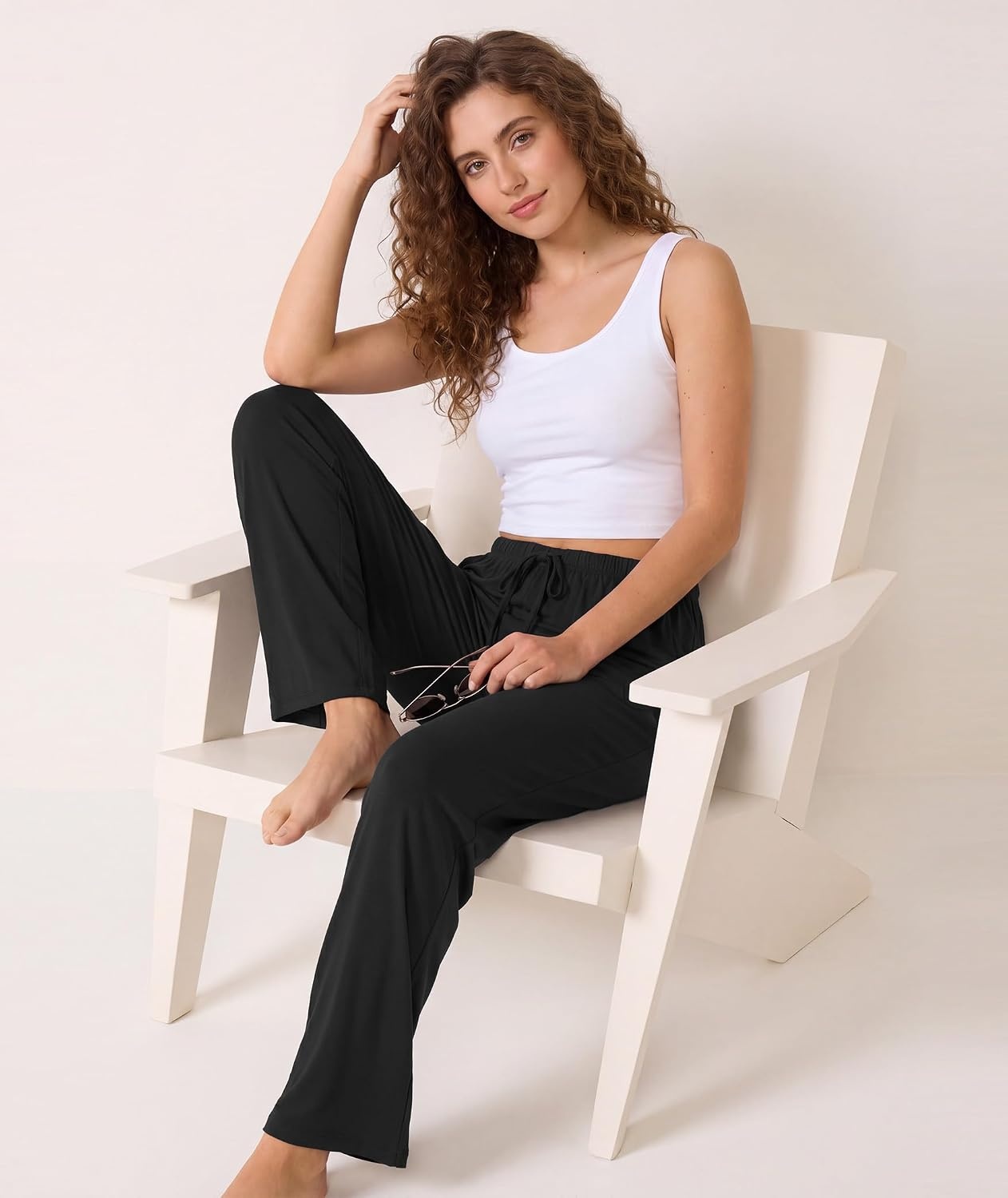 image:imageGYS Womens Bamboo Viscose Pajama Pants Soft Lightweight Lounge BottomsAblack