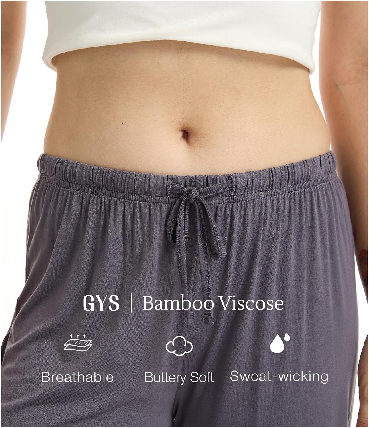 image:imageGYS Womens Bamboo Viscose Pajama Pants Soft Lightweight Lounge BottomsAdark Grey