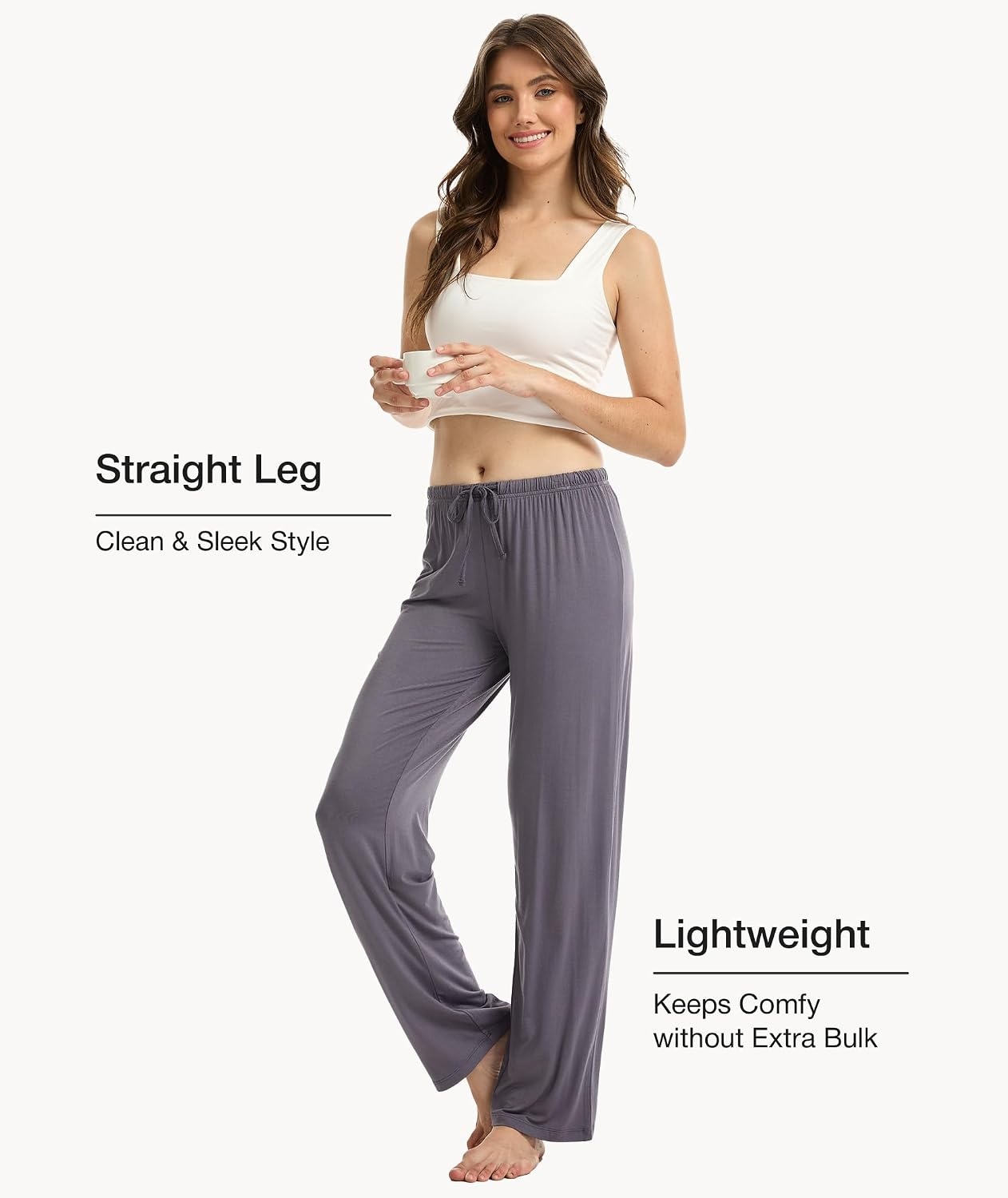 image:imageGYS Womens Bamboo Viscose Pajama Pants Soft Lightweight Lounge BottomsAdark Grey