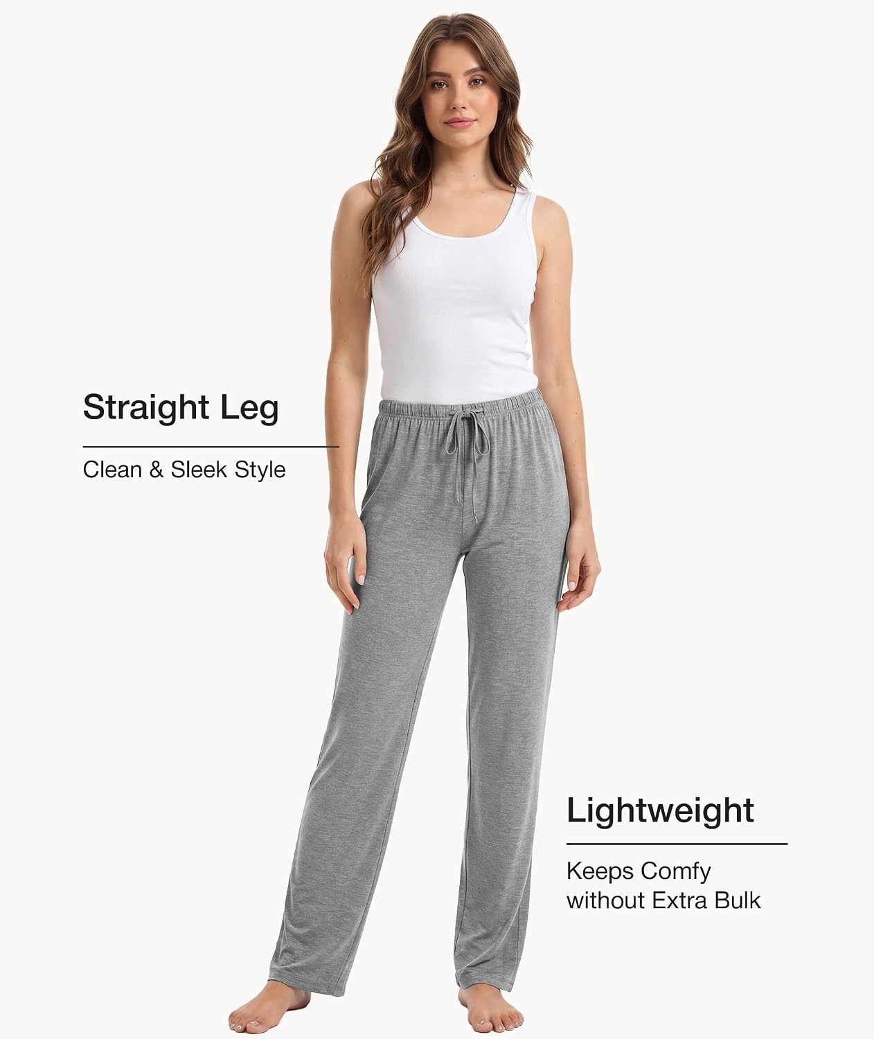 image:imageGYS Womens Bamboo Viscose Pajama Pants Soft Lightweight Lounge BottomsAheather Grey