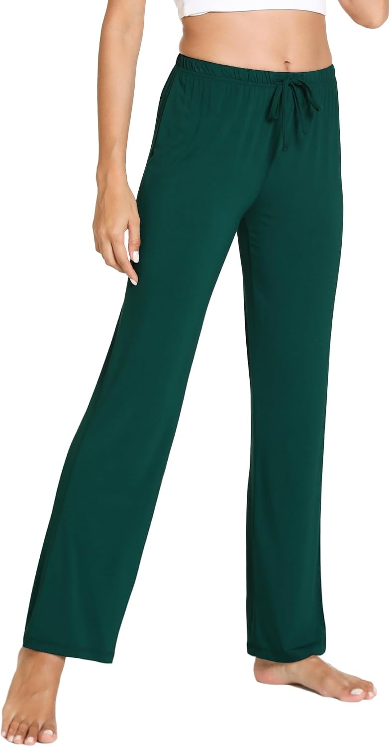 image:imageGYS Womens Bamboo Viscose Pajama Pants Soft Lightweight Lounge BottomsBlack Green