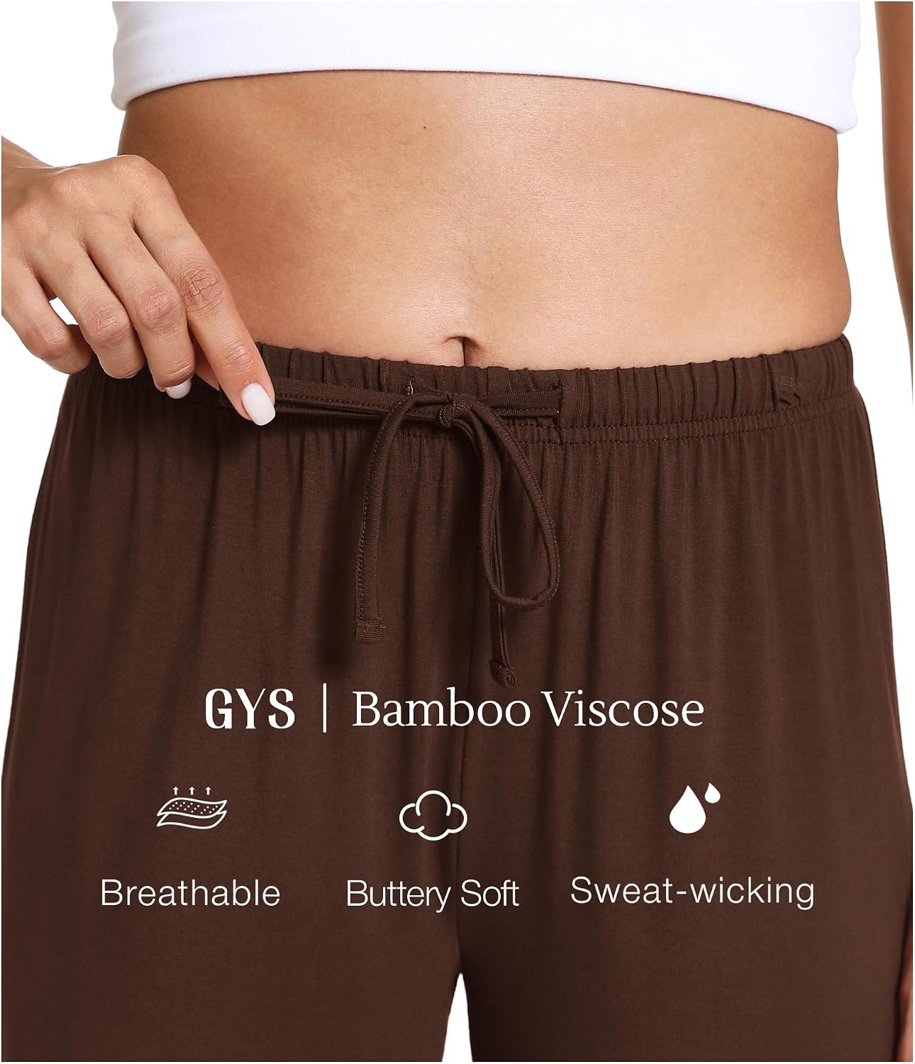 image:imageGYS Womens Bamboo Viscose Pajama Pants Soft Lightweight Lounge BottomsBrown