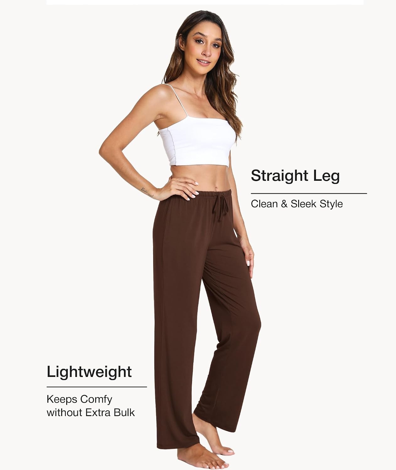 image:imageGYS Womens Bamboo Viscose Pajama Pants Soft Lightweight Lounge BottomsBrown