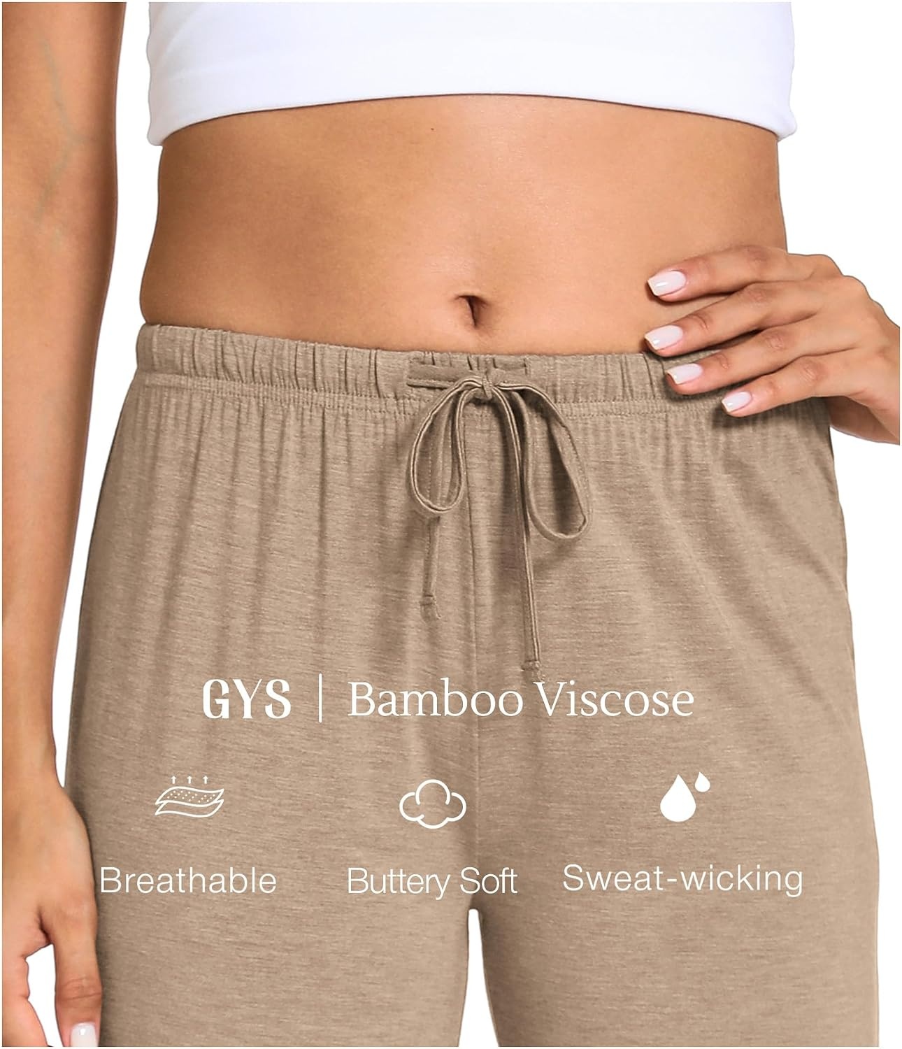 image:imageGYS Womens Bamboo Viscose Pajama Pants Soft Lightweight Lounge BottomsCamel
