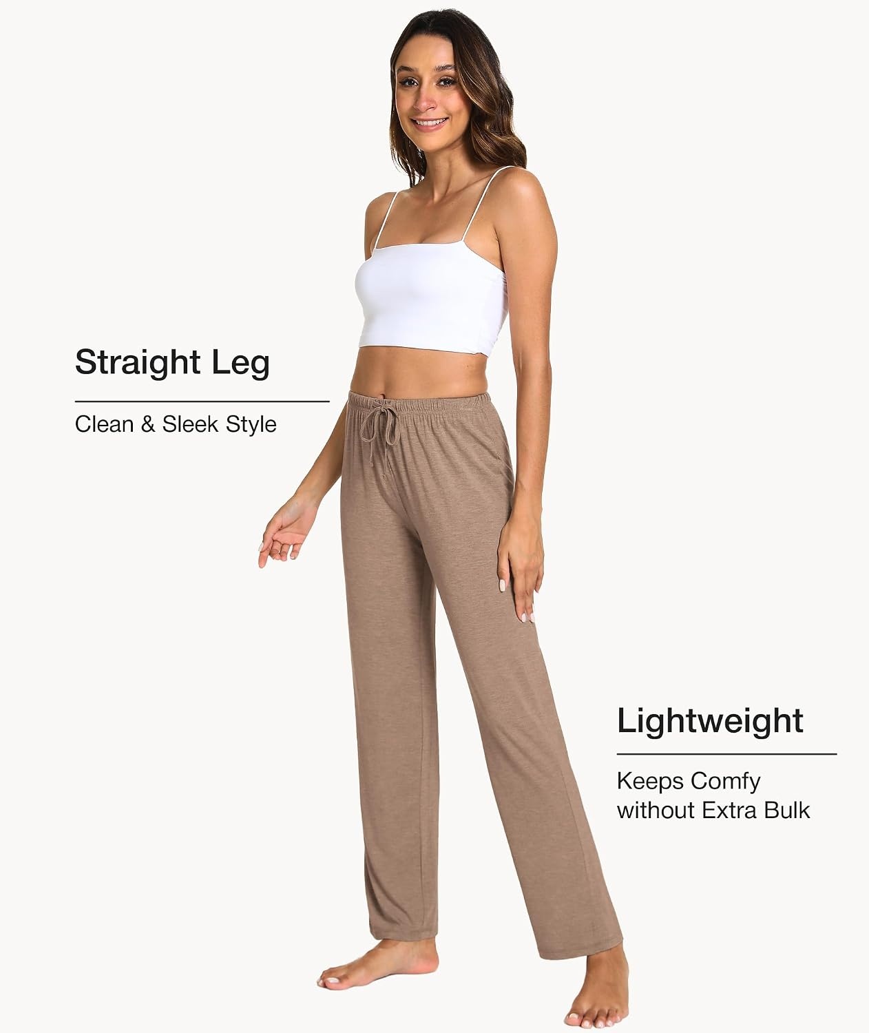 image:imageGYS Womens Bamboo Viscose Pajama Pants Soft Lightweight Lounge BottomsCamel