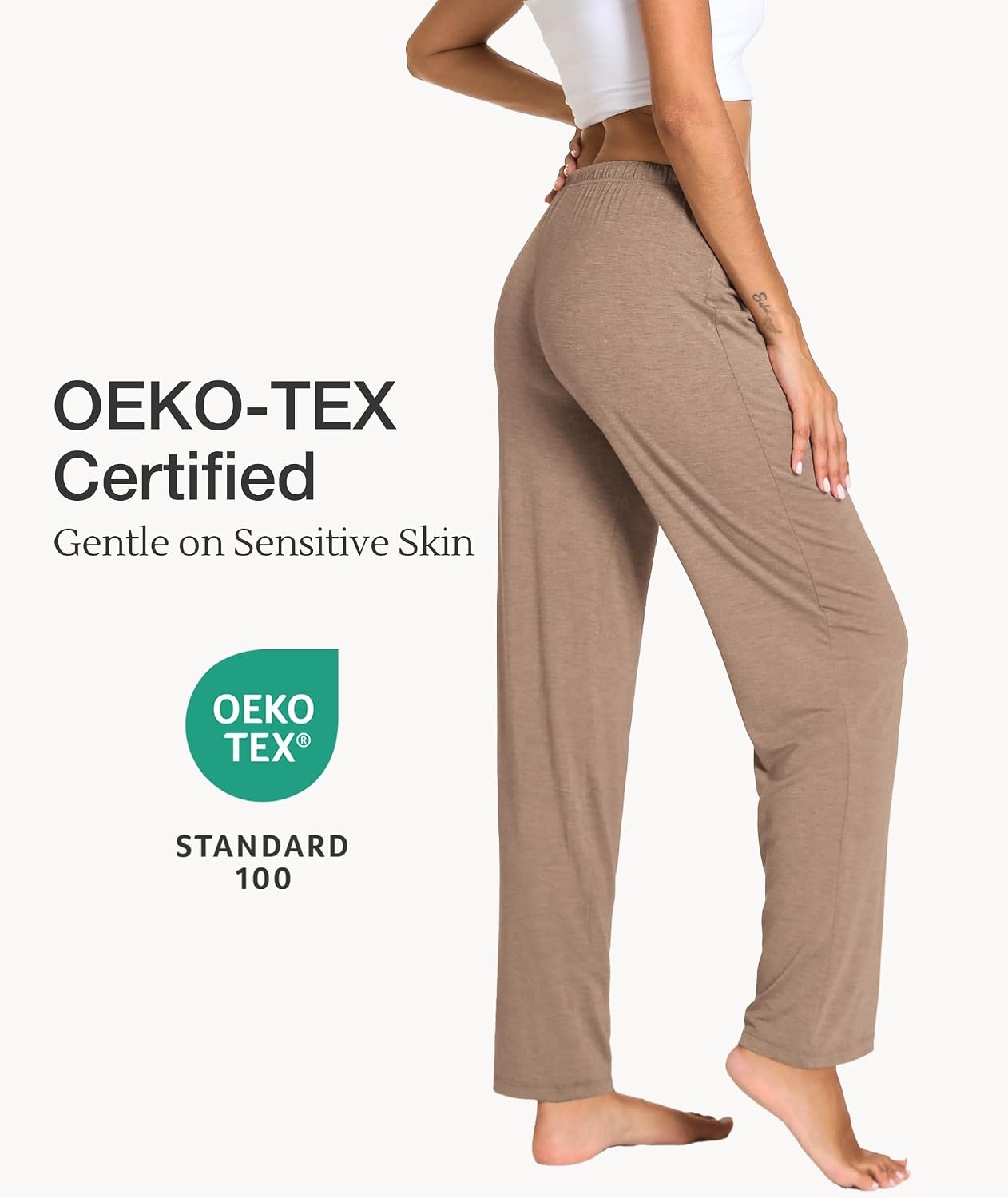 image:imageGYS Womens Bamboo Viscose Pajama Pants Soft Lightweight Lounge BottomsCamel
