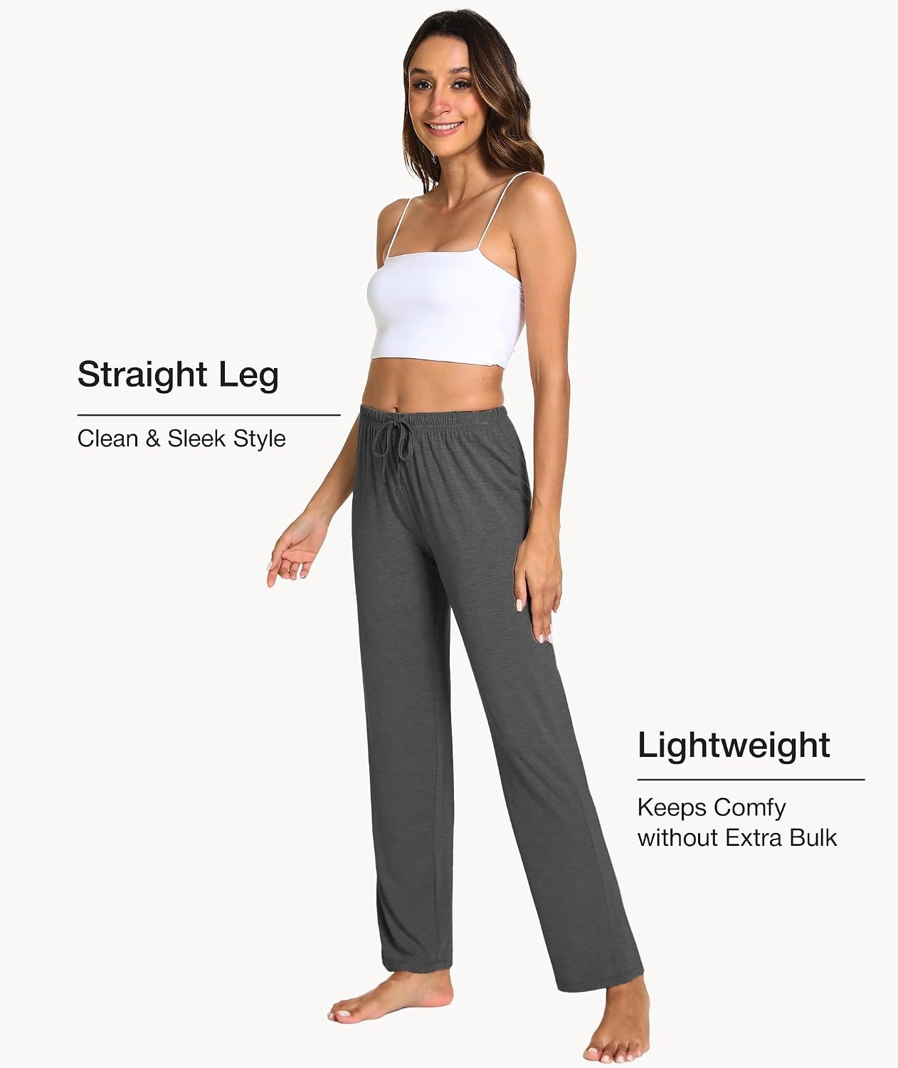image:imageGYS Womens Bamboo Viscose Pajama Pants Soft Lightweight Lounge BottomsDark Heather Grey