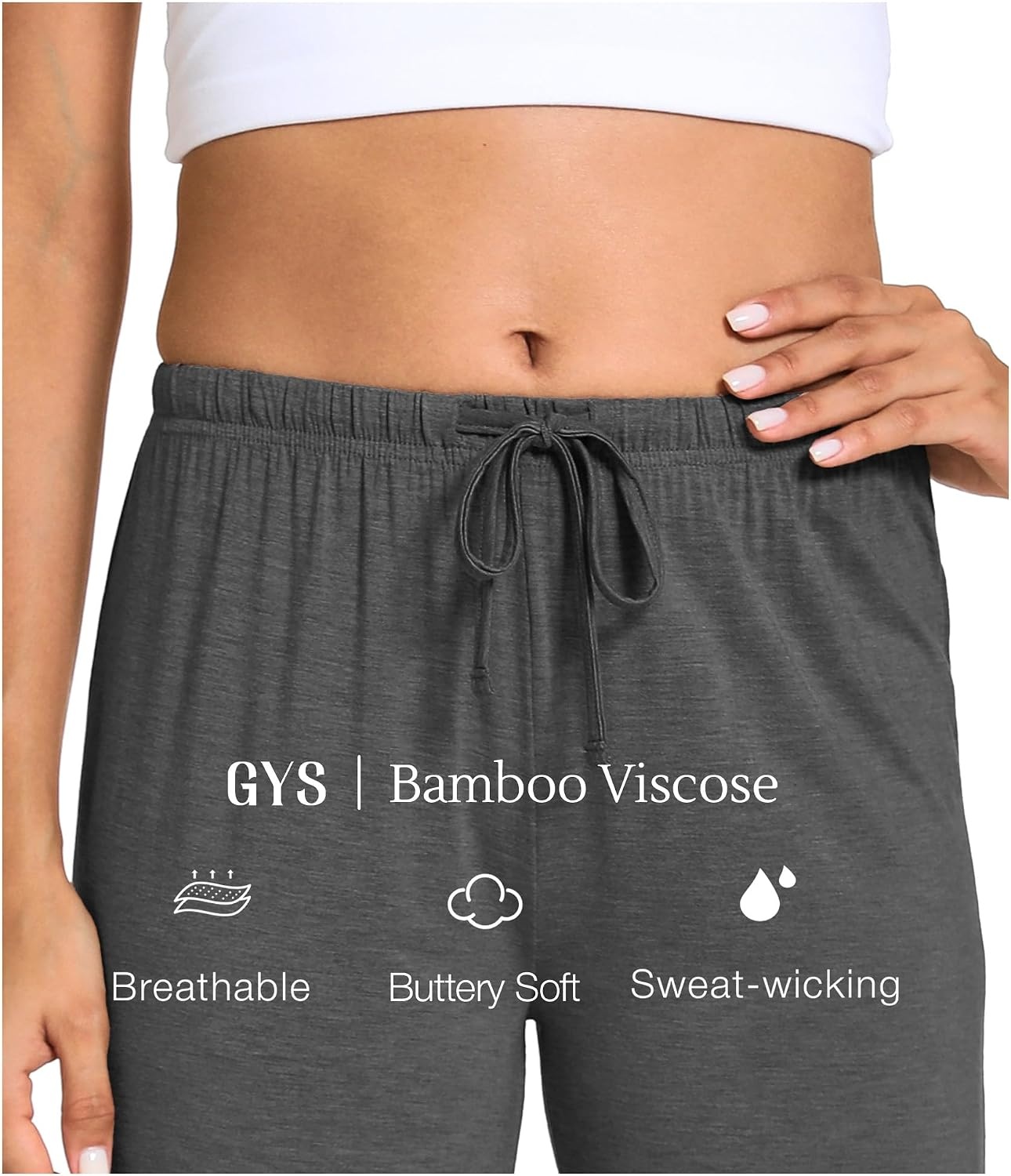 image:imageGYS Womens Bamboo Viscose Pajama Pants Soft Lightweight Lounge BottomsDark Heather Grey