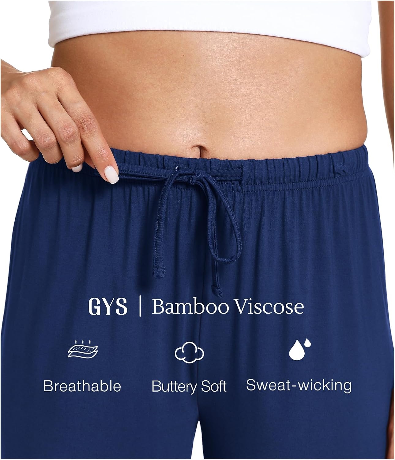 image:imageGYS Womens Bamboo Viscose Pajama Pants Soft Lightweight Lounge BottomsDeep Blue