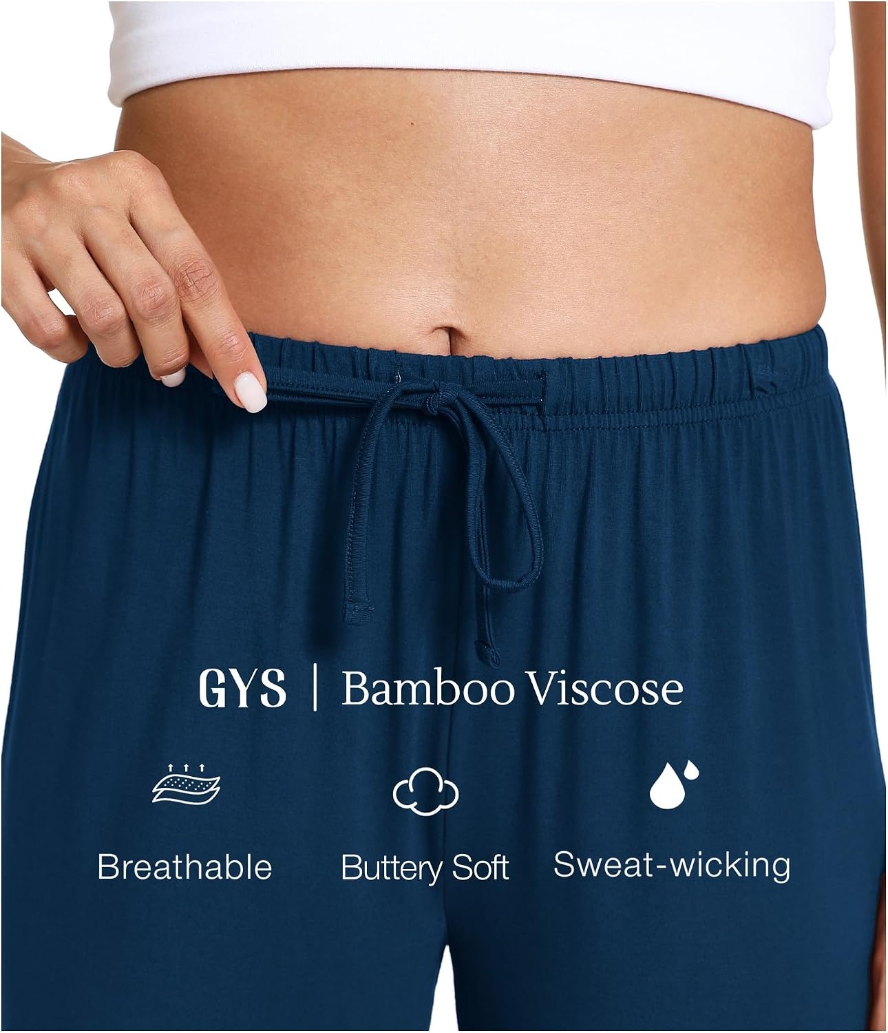 image:imageGYS Womens Bamboo Viscose Pajama Pants Soft Lightweight Lounge BottomsInk Blue
