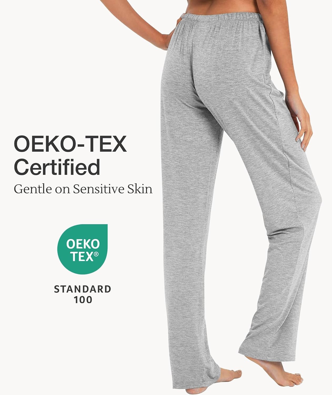 image:imageGYS Womens Bamboo Viscose Pajama Pants Soft Lightweight Lounge BottomsLight Heather Grey