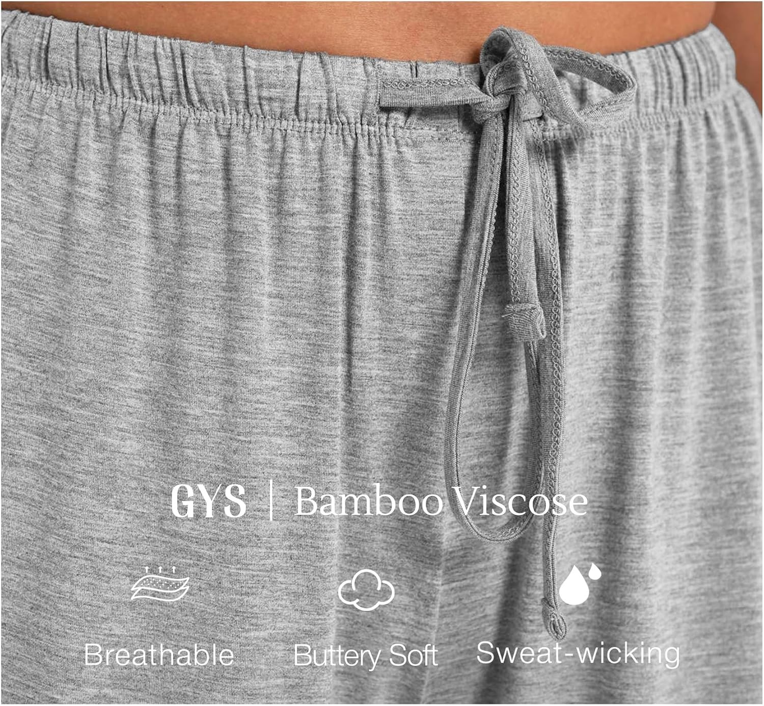 image:imageGYS Womens Bamboo Viscose Pajama Pants Soft Lightweight Lounge BottomsLight Heather Grey