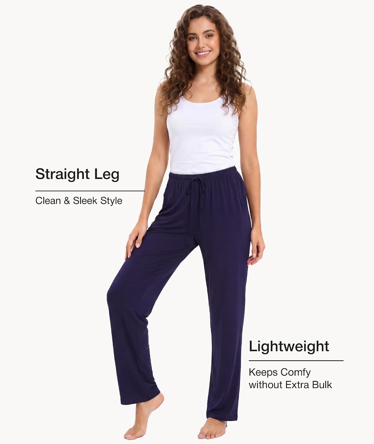 image:imageGYS Womens Bamboo Viscose Pajama Pants Soft Lightweight Lounge BottomsNavy