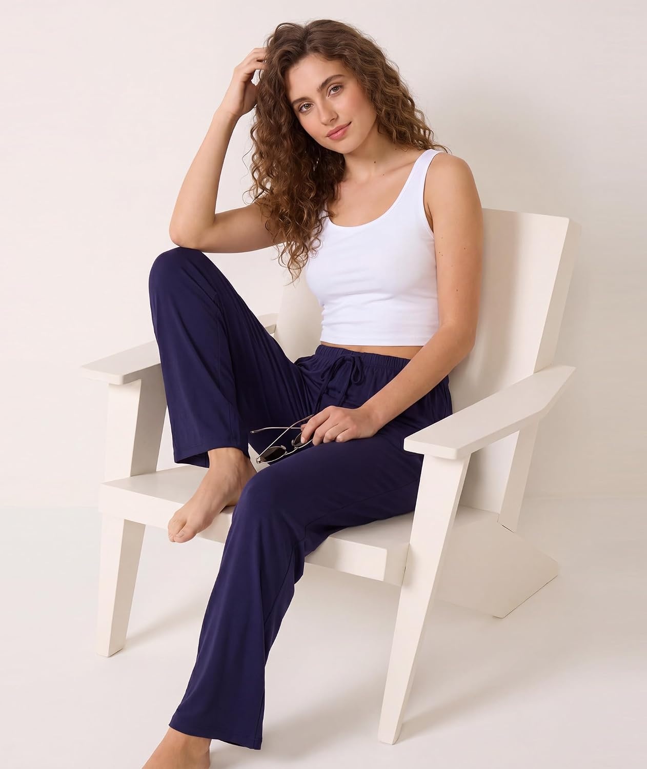 image:imageGYS Womens Bamboo Viscose Pajama Pants Soft Lightweight Lounge BottomsNavy