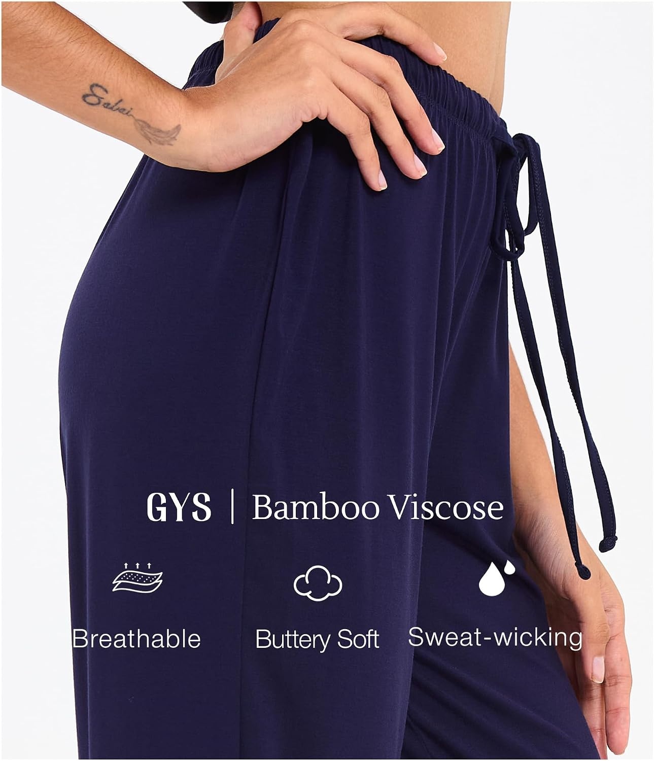 image:imageGYS Womens Bamboo Viscose Pajama Pants Soft Lightweight Lounge BottomsNavy