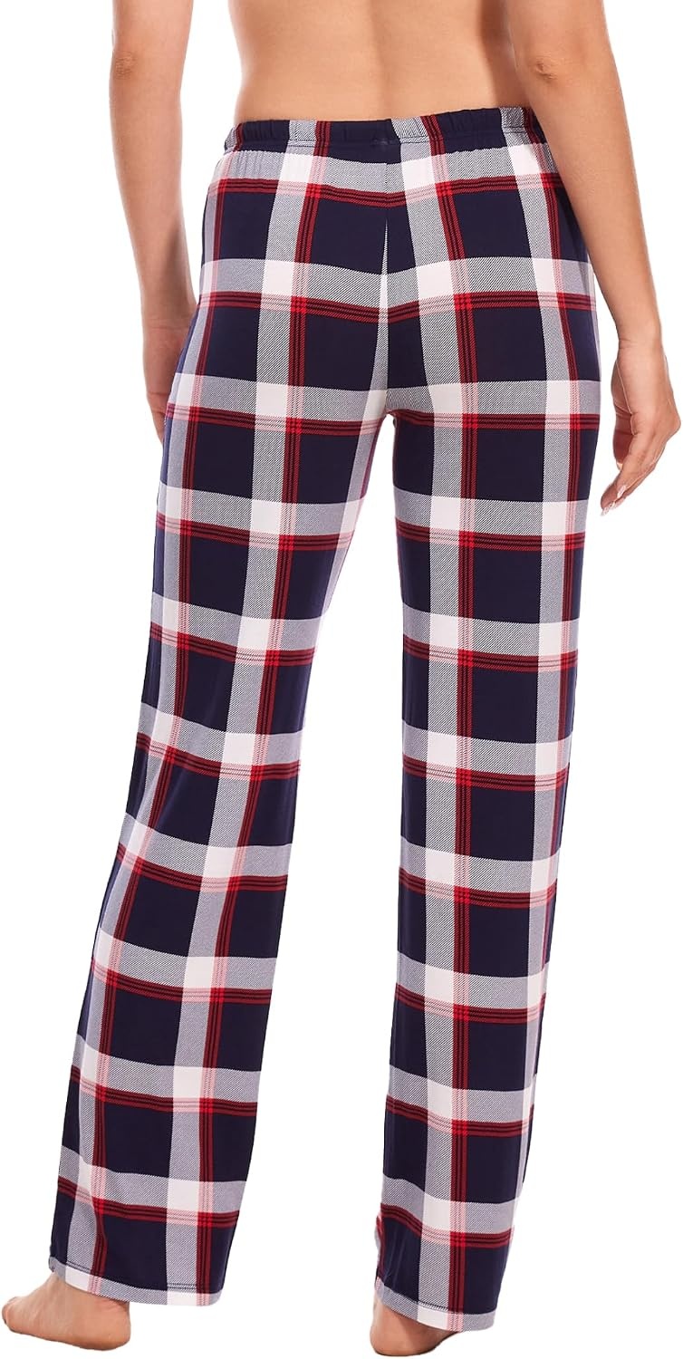 image:imageGYS Womens Bamboo Viscose Pajama Pants Soft Lightweight Lounge BottomsNavy Red Plaid