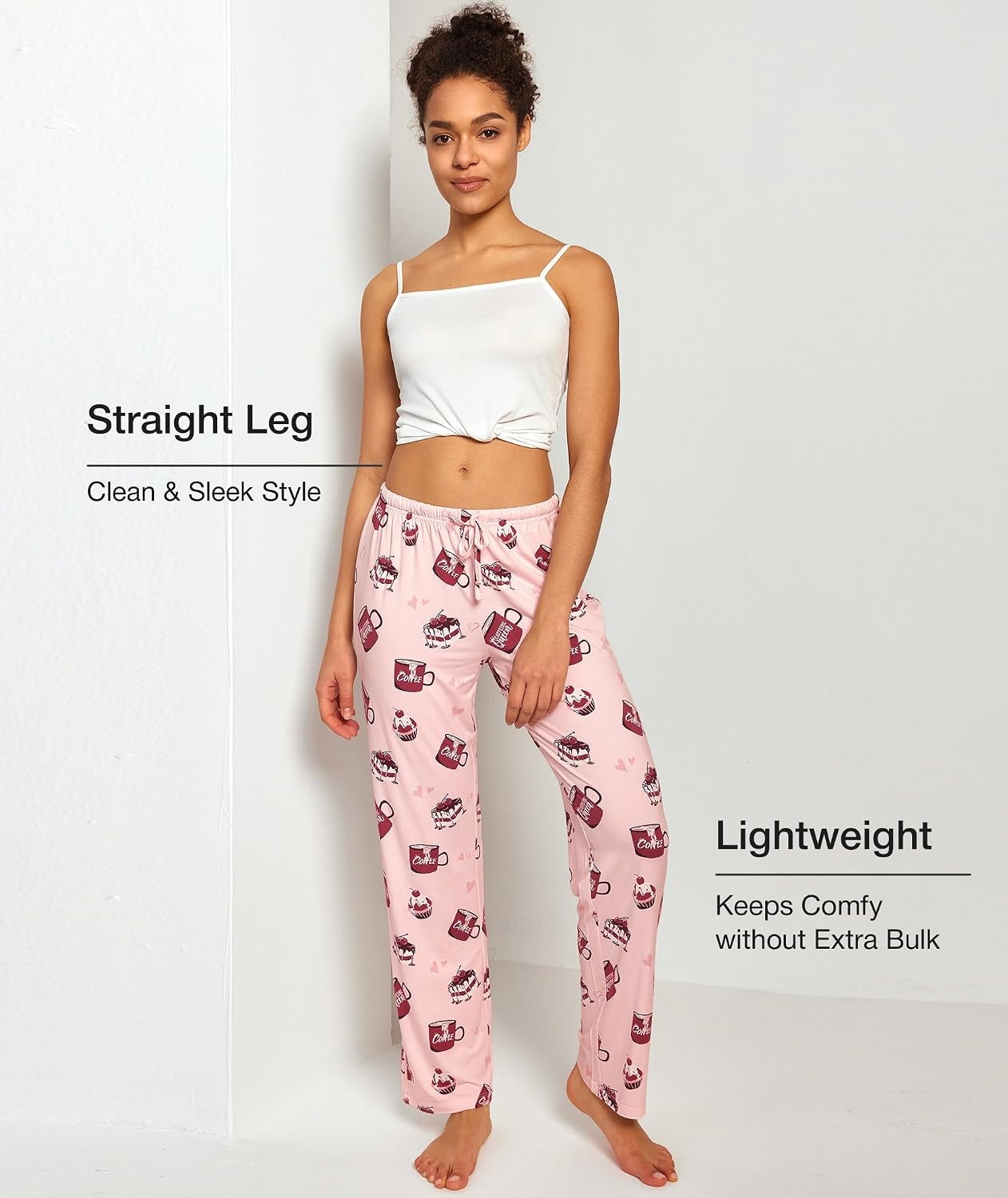 image:imageGYS Womens Bamboo Viscose Pajama Pants Soft Lightweight Lounge BottomsPink Coffee Cup