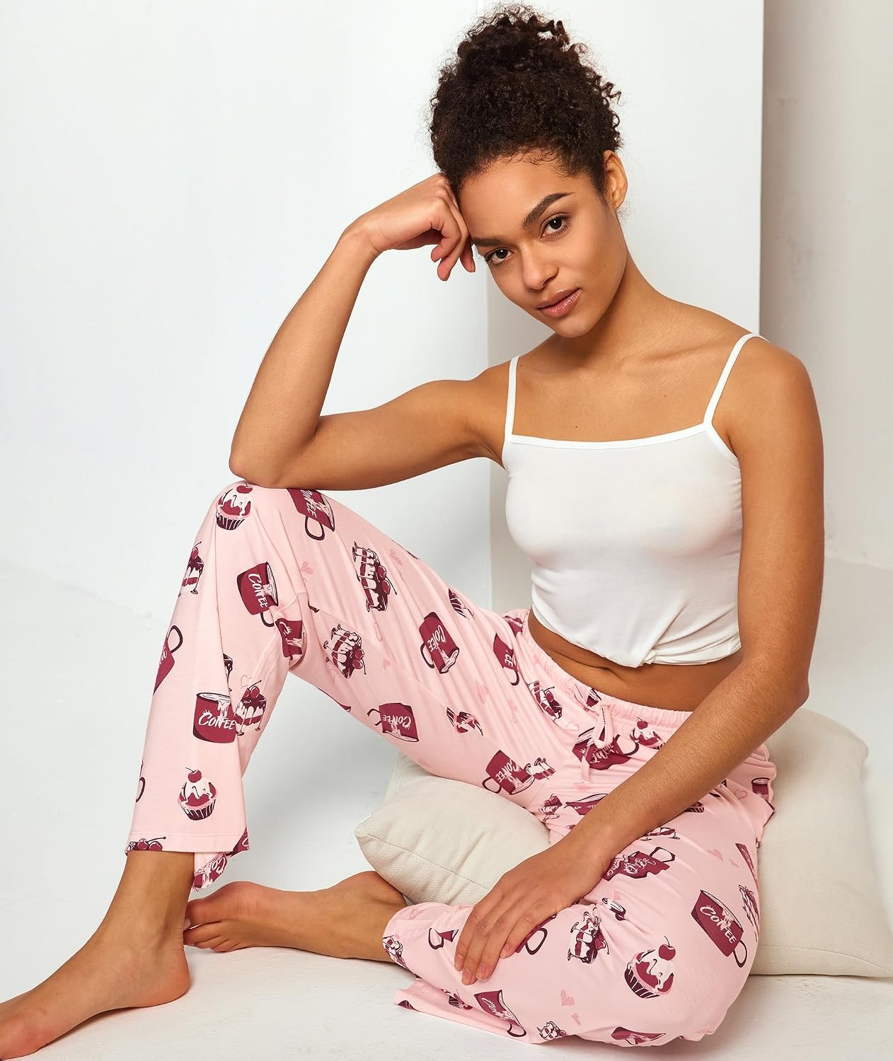image:imageGYS Womens Bamboo Viscose Pajama Pants Soft Lightweight Lounge BottomsPink Coffee Cup