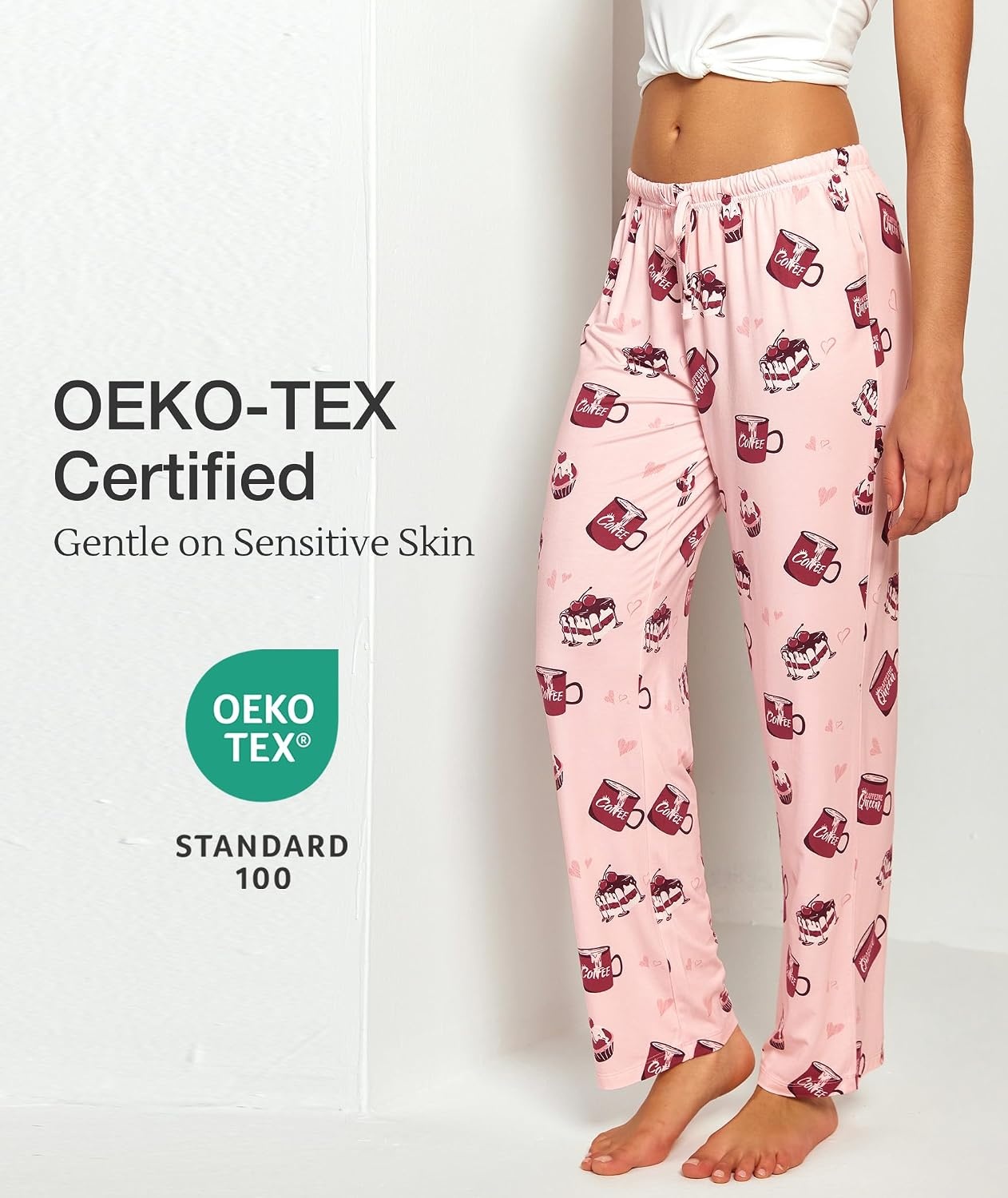 image:imageGYS Womens Bamboo Viscose Pajama Pants Soft Lightweight Lounge BottomsPink Coffee Cup