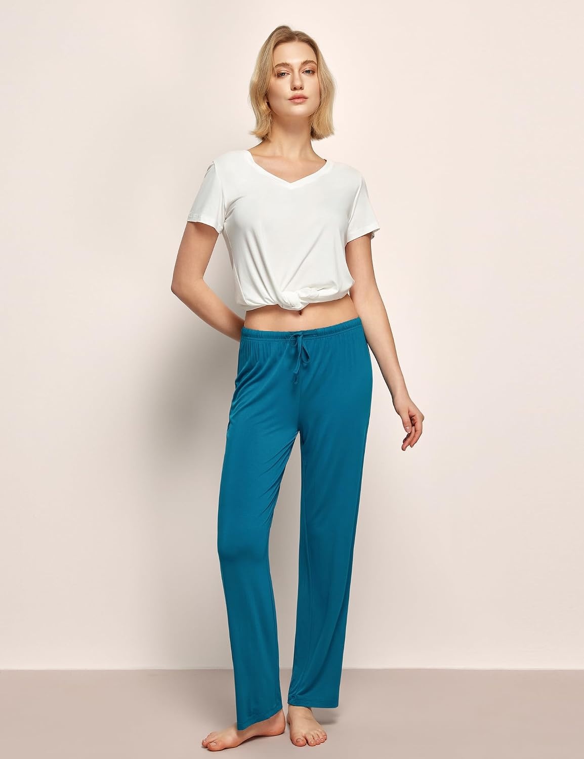 image:imageGYS Womens Bamboo Viscose Pajama Pants Soft Lightweight Lounge BottomsTeal Blue