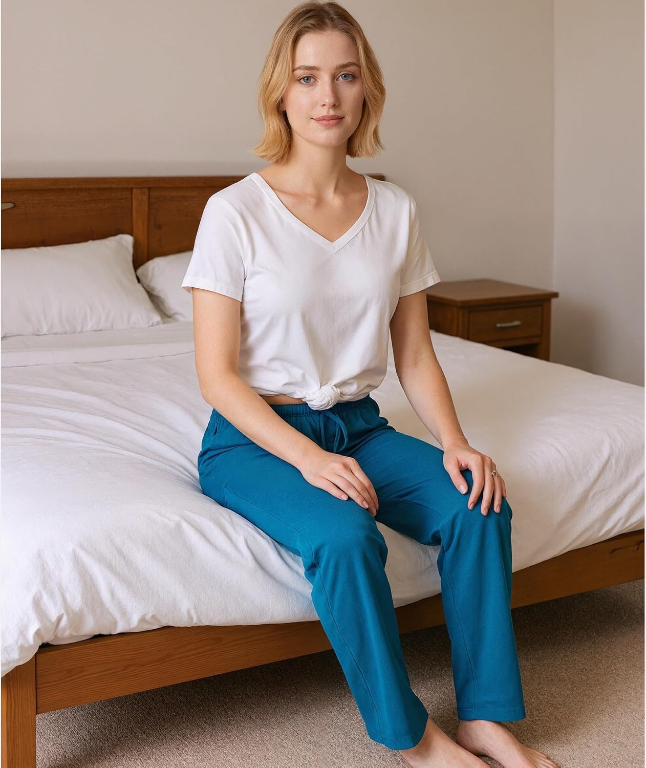 image:imageGYS Womens Bamboo Viscose Pajama Pants Soft Lightweight Lounge BottomsTeal Blue