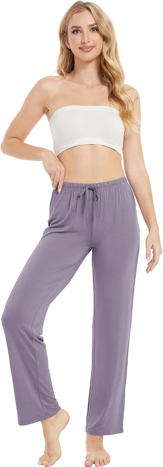 image:imageGYS Womens Bamboo Viscose Pajama Pants Soft Lightweight Lounge BottomsViolet