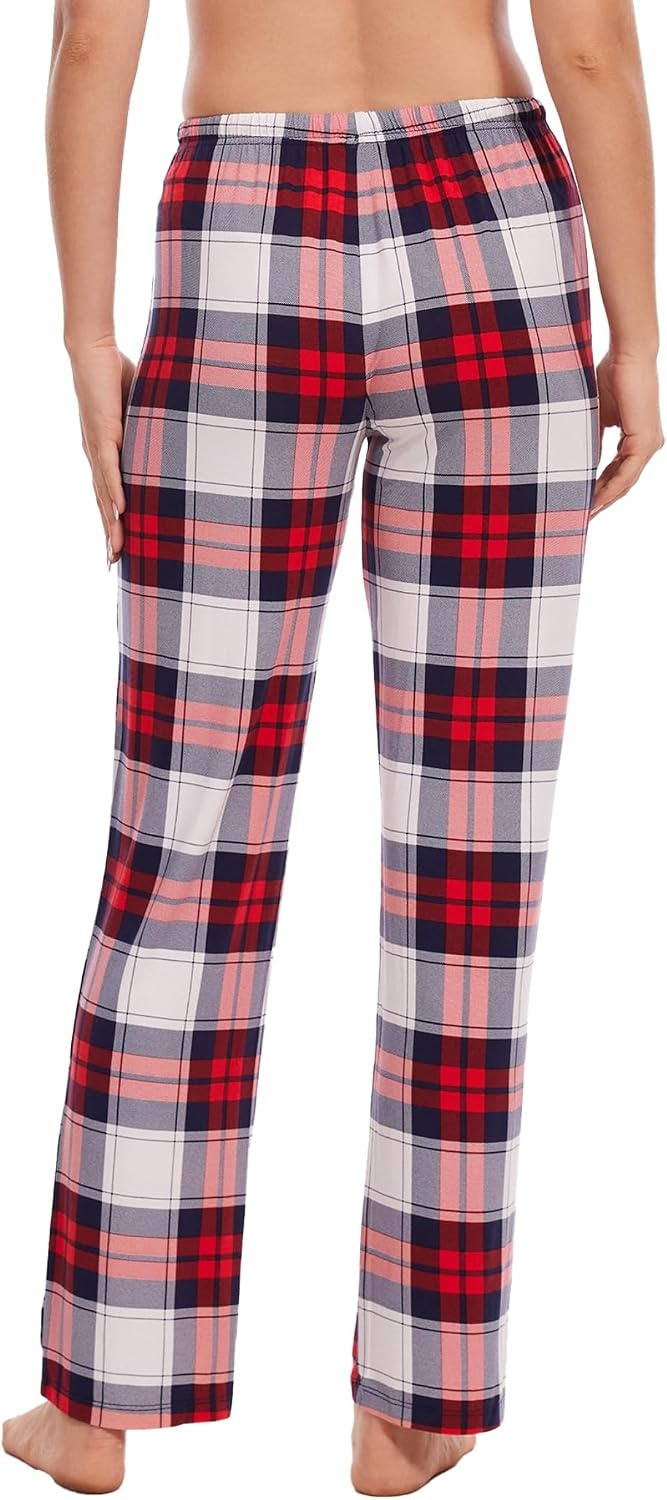 image:imageGYS Womens Bamboo Viscose Pajama Pants Soft Lightweight Lounge BottomsWhite Red Plaid