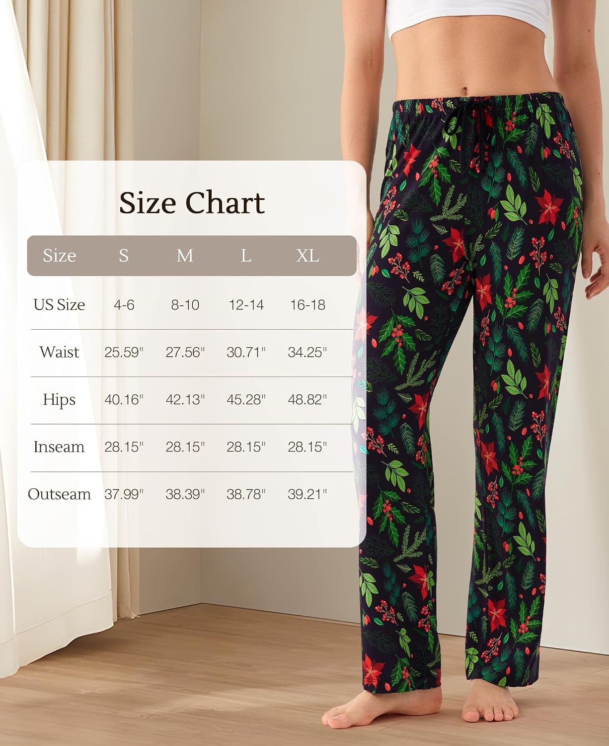 image:imageGYS Womens Bamboo Viscose Pajama Pants Soft Lightweight Lounge BottomsXmas Red