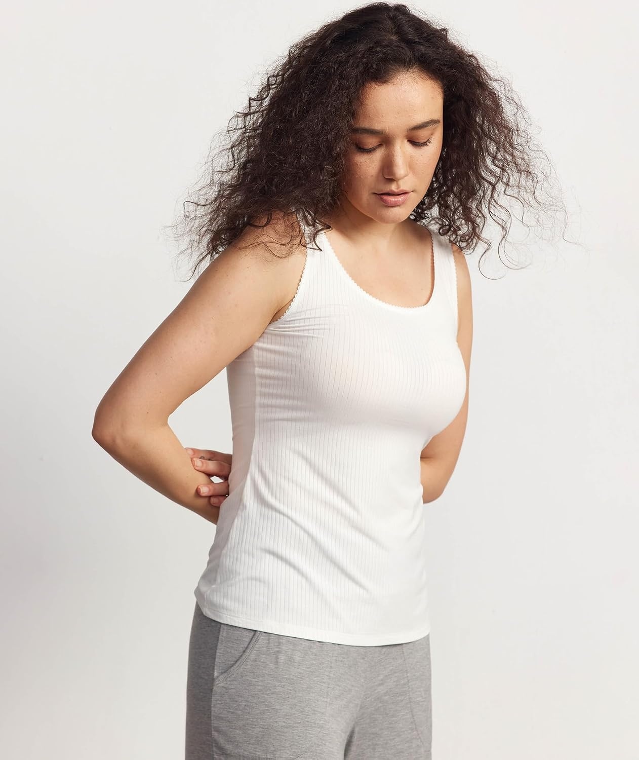 image:imageGYS Womens Bamboo Viscose Ribbed Summer Tank TopsWhite