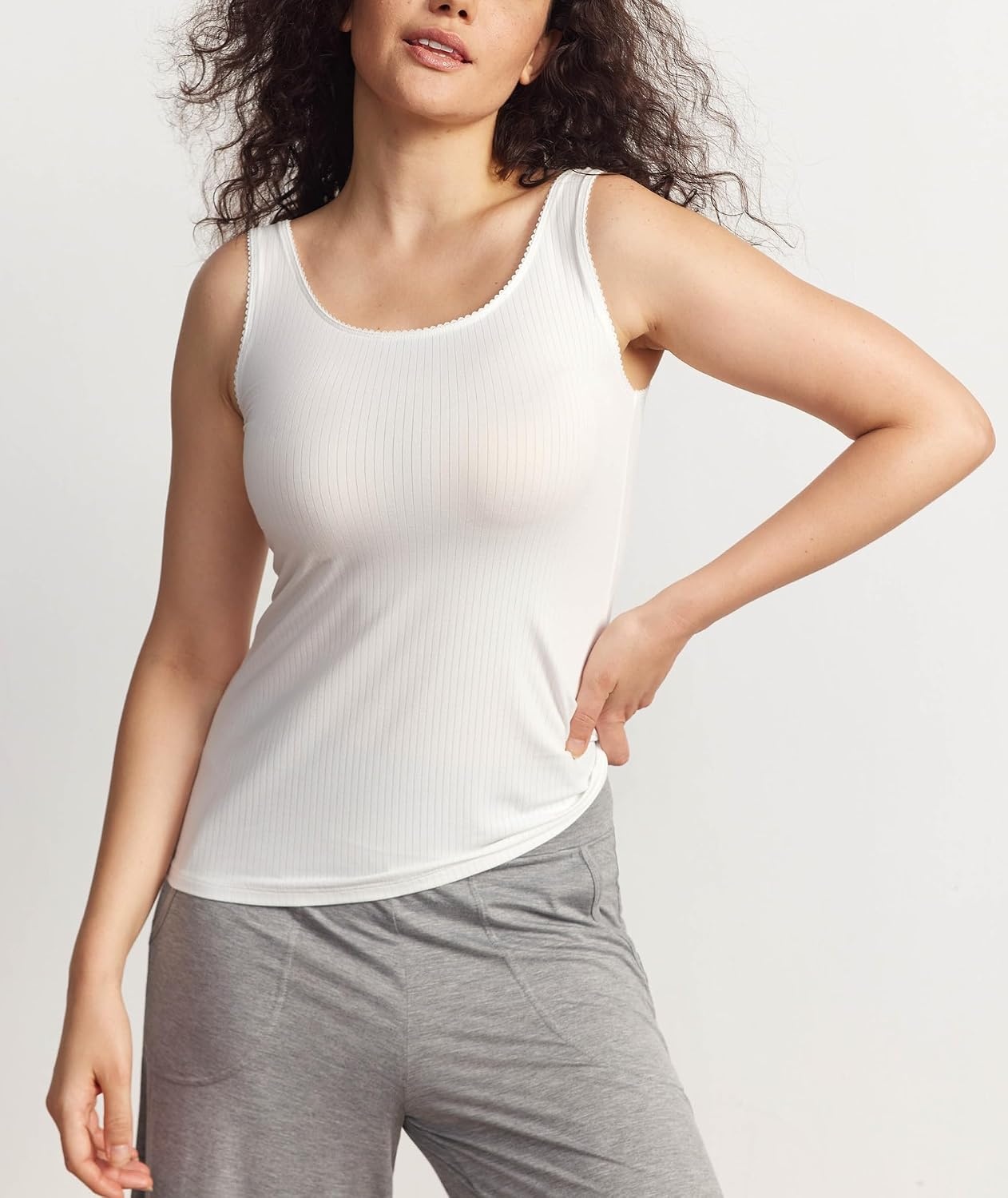 image:imageGYS Womens Bamboo Viscose Ribbed Summer Tank TopsWhite
