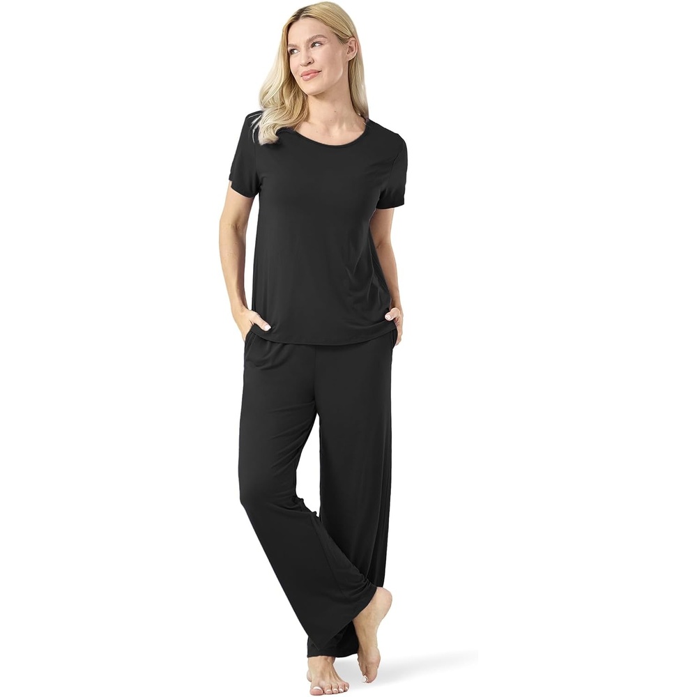 image:imageGYS Bamboo Viscose Pajamas for Women Set Short Sleeve Soft Summer SleepwearBlack
