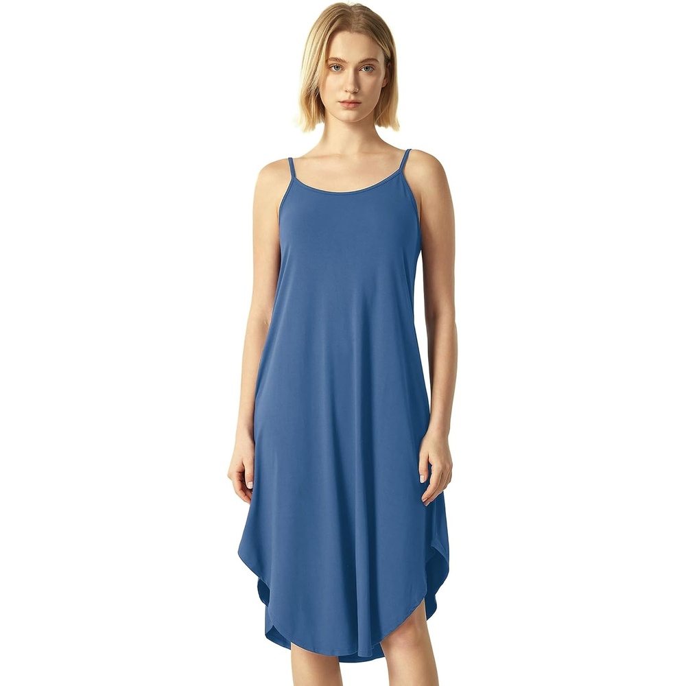 image:imageGYS Bamboo Viscose Women Sleeveless Nightgown Spaghetti Strap Sleep DressPrussian Blue