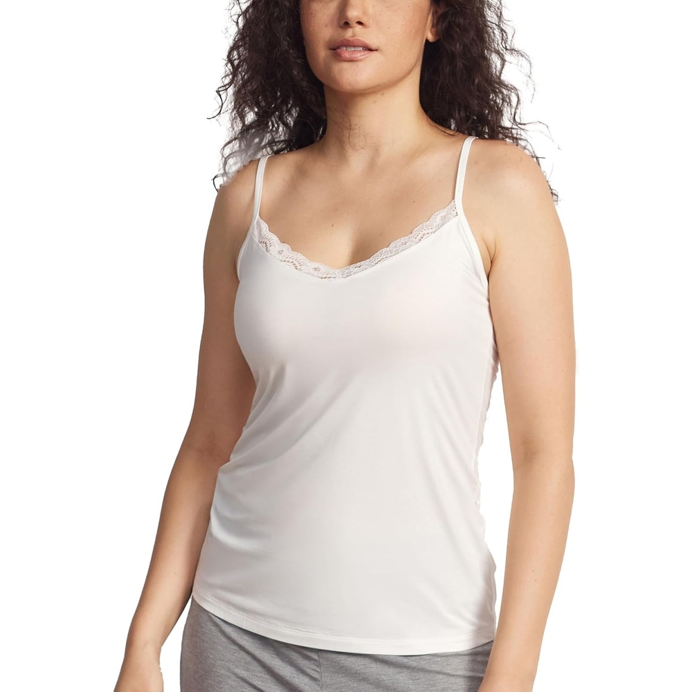 image:imageGYS Bamboo Viscose Womens Camisole Pajama Top Cooling Spaghetti Strap TopWhite