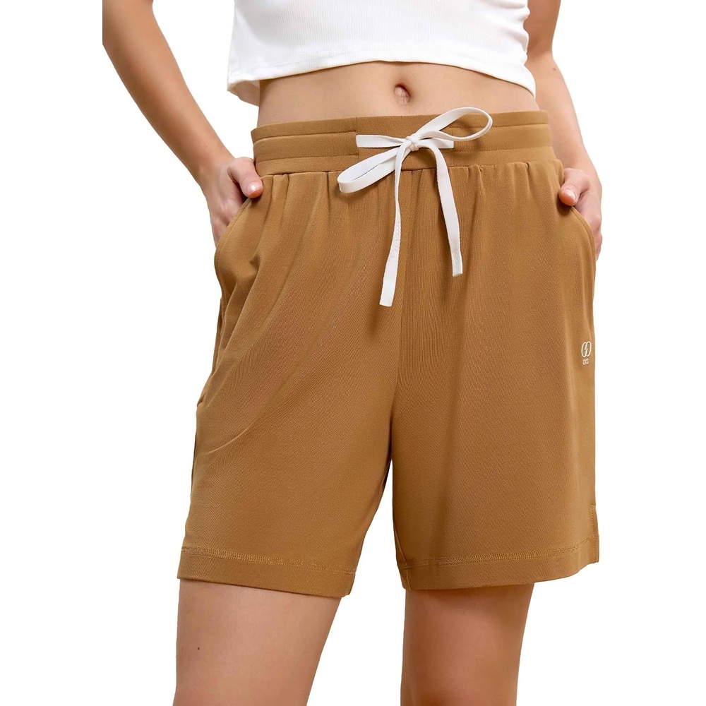 image:imageGYS Bamboo Viscose Womens Pajama Shorts with PocketsBrown