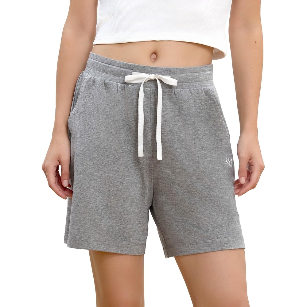 image:imageGYS Bamboo Viscose Womens Pajama Shorts with PocketsLight Heather Grey