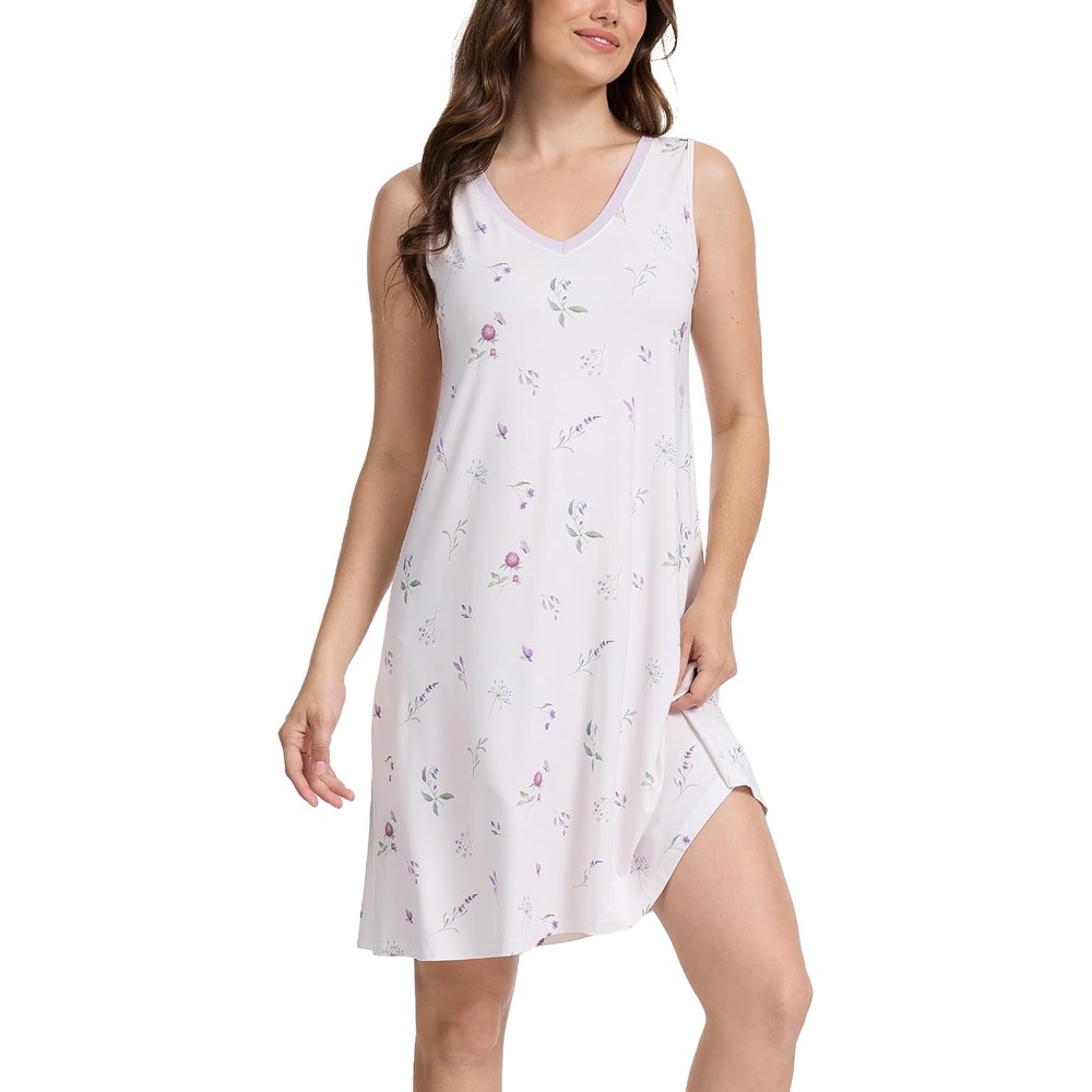 image:imageGYS Cooling Bamboo Viscose Sleeveless Nightgowns for WomenB Mauve Floral