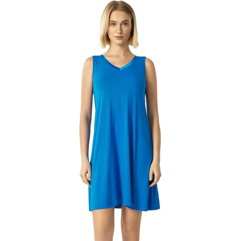 image:imageGYS Cooling Bamboo Viscose Sleeveless Nightgowns for WomenCapri Blue