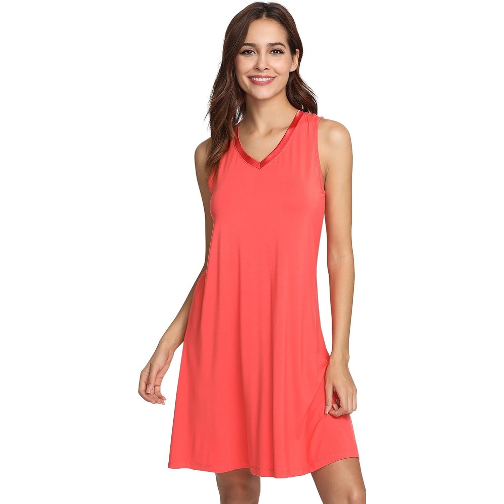 image:imageGYS Cooling Bamboo Viscose Sleeveless Nightgowns for WomenPeach Pink