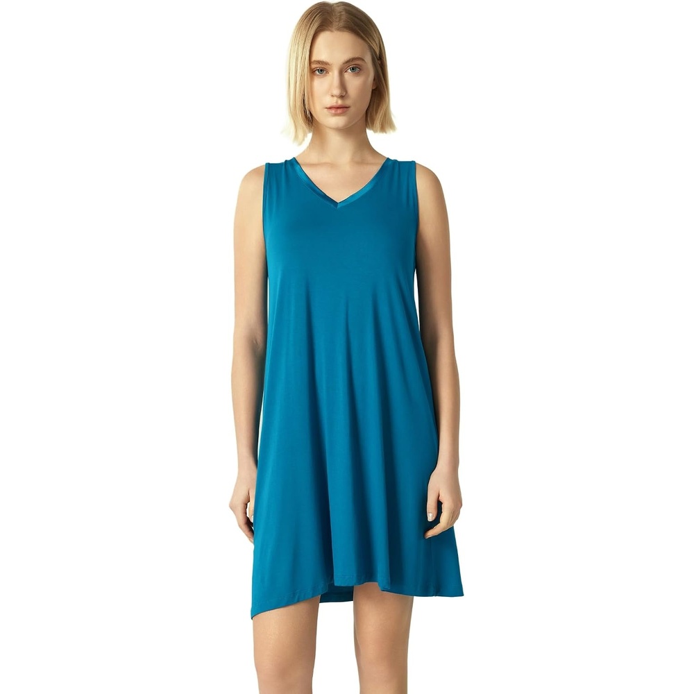 image:imageGYS Cooling Bamboo Viscose Sleeveless Nightgowns for WomenTeal Blue