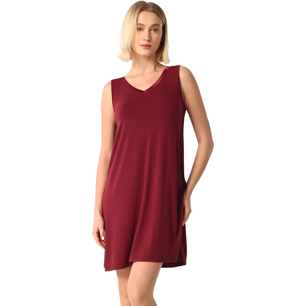 image:imageGYS Cooling Bamboo Viscose Sleeveless Nightgowns for WomenWine